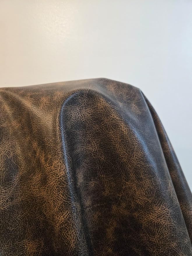 Brown Vintage Distressed Antiqued Faux Leather Fabric PU Peta Approved Vegan
