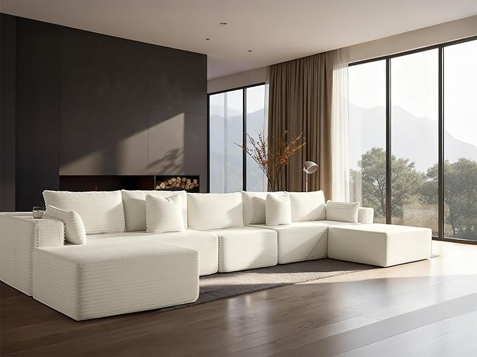 168" Cloud Sectional Couch, Comfort U Shaped Sofa