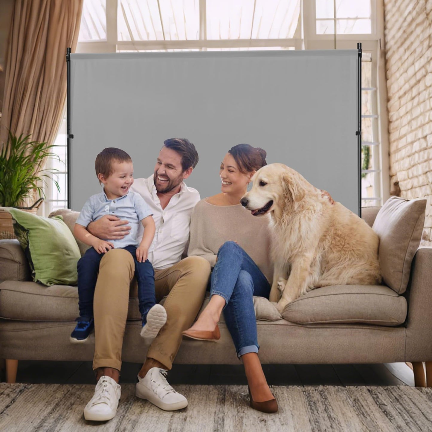 Room Divider, 73x75inch Large Privacy Screen with Adjustable Feet,Portable Single Panel Partition Wall for Room Separation,Room Separator with Thickened Fabric for Indoor Office,Bedroom,Outdoor Patio