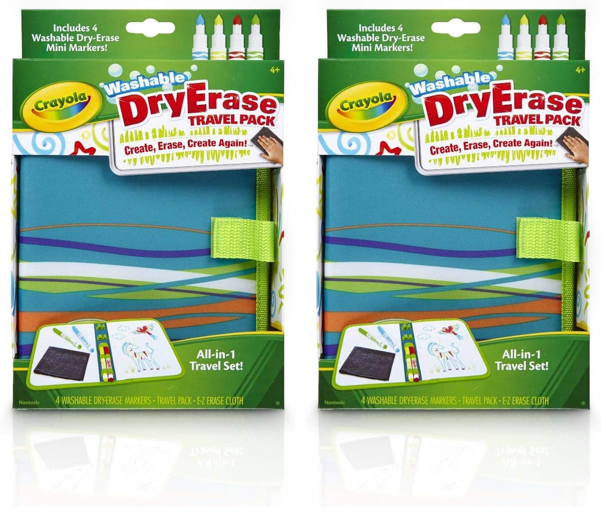 Crayola Washable Dry Erase Travel Pack, Whiteboard for Kids, Ages 4, 5, 6, 7 (Pack of 2)
