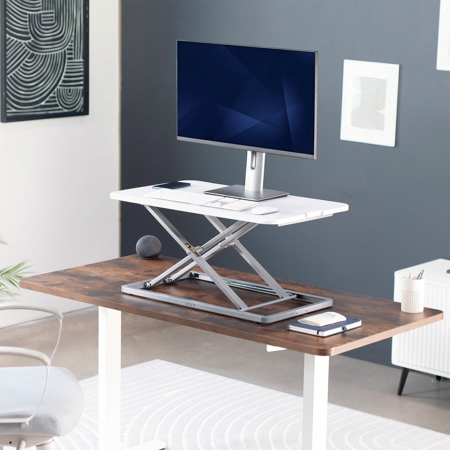 VIVO White 29 inch Single Top Standing Desk Converter, DESK-V000UW