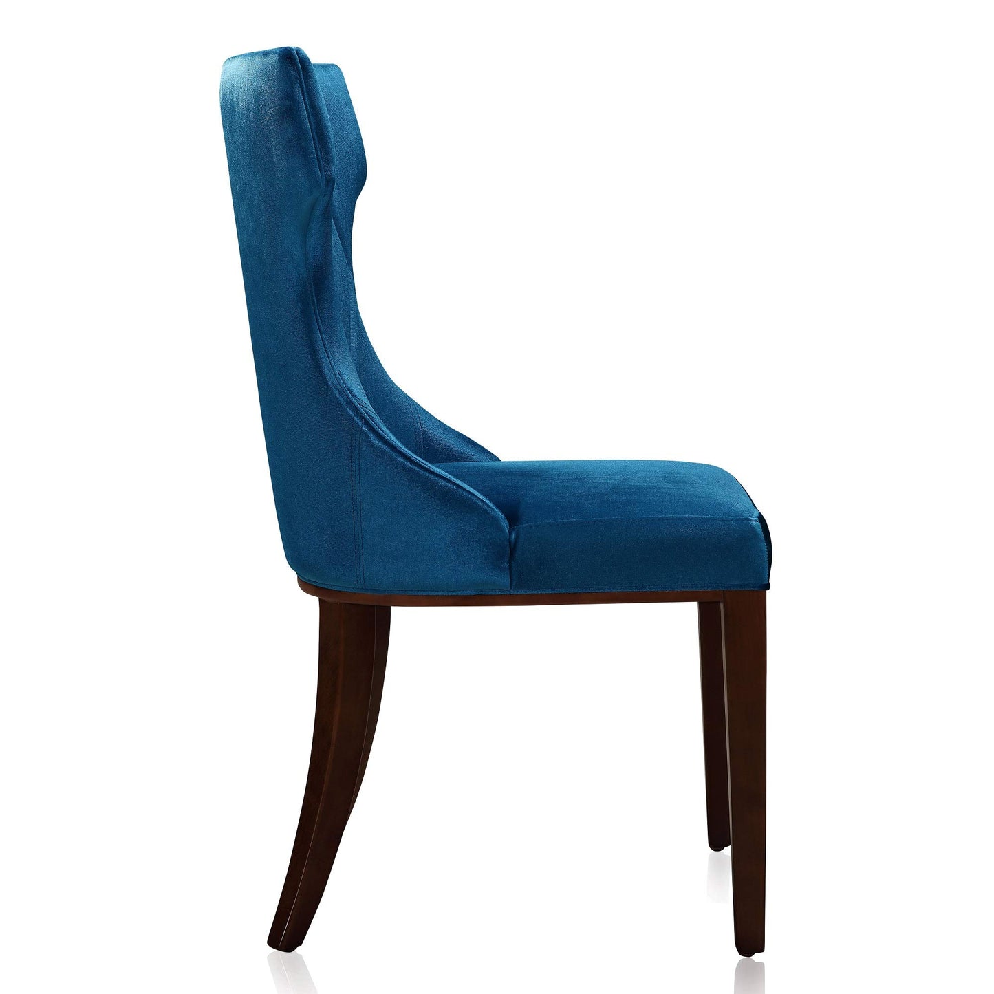 Manhattan Comfort Reine Dining Chairs Set of 2, Upholstered Seats with Diamond Stitching, Solid Beech Wood Frame, 4-Leg Base, 18.5" Seat Height, Fully Assembled, Cobalt Blue