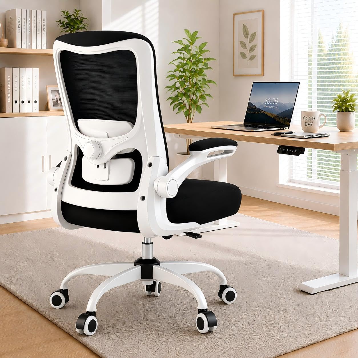 Ergonomic Office Chair - High Back Desk Chair with Adjustable Lumbar Support, Breathable Mesh Back, 330LBS Capacity, Easy Assembly (Black&White)