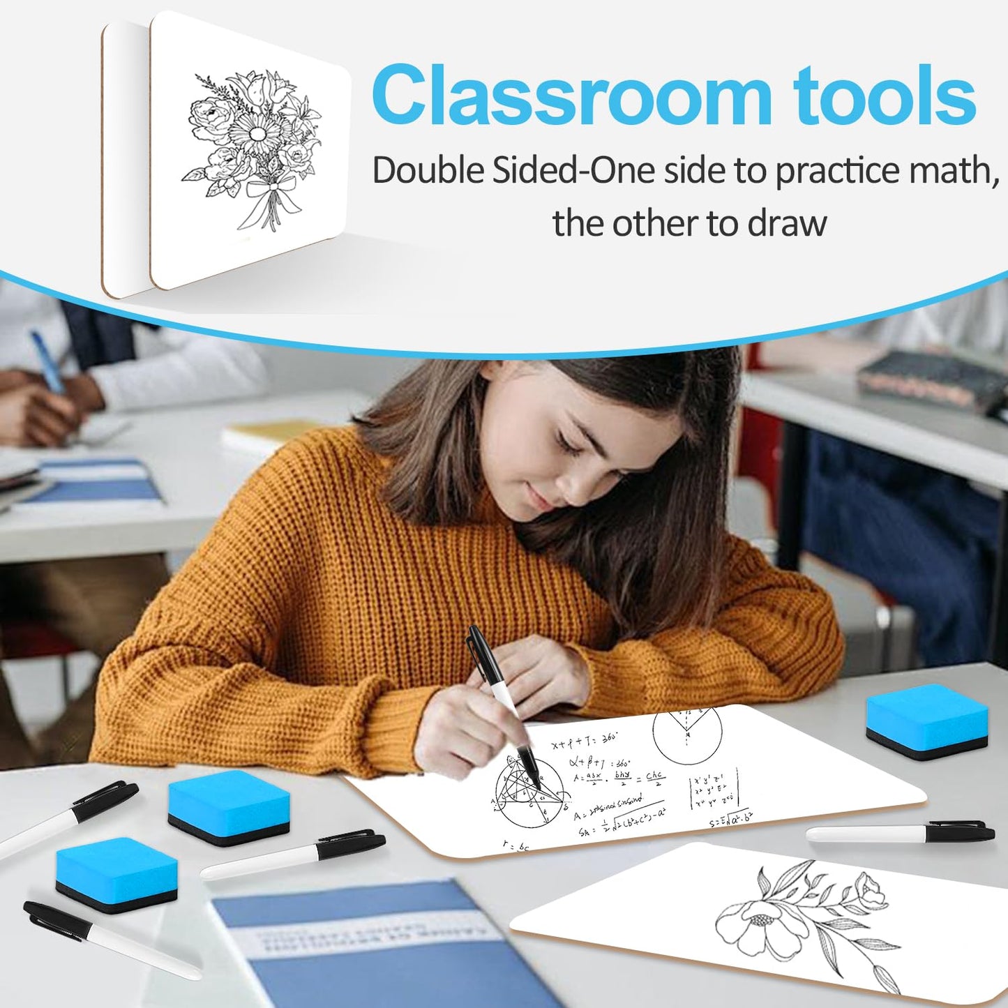 Dry Erase LapBoards, PANDRI 26 Pack Double Sided 12.5 x 9 Inch Whiteboards with 26 Erasers, Dry Erase Boards for Office Students Classroom Teacher Supplies