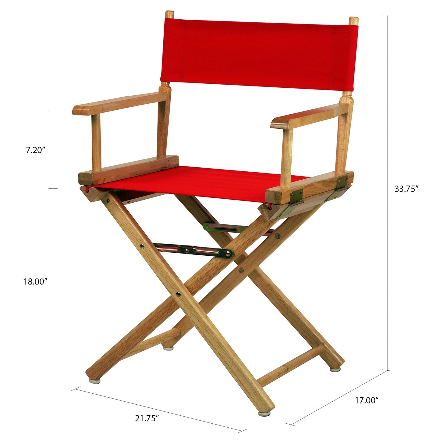Casual Home Director's Chair ,Natural Frame/Red Canvas,18" - Classic Height