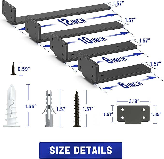 Goovilla Shelf Bracket, Heavy Duty Floating Shelf Brackets 10 inch Long