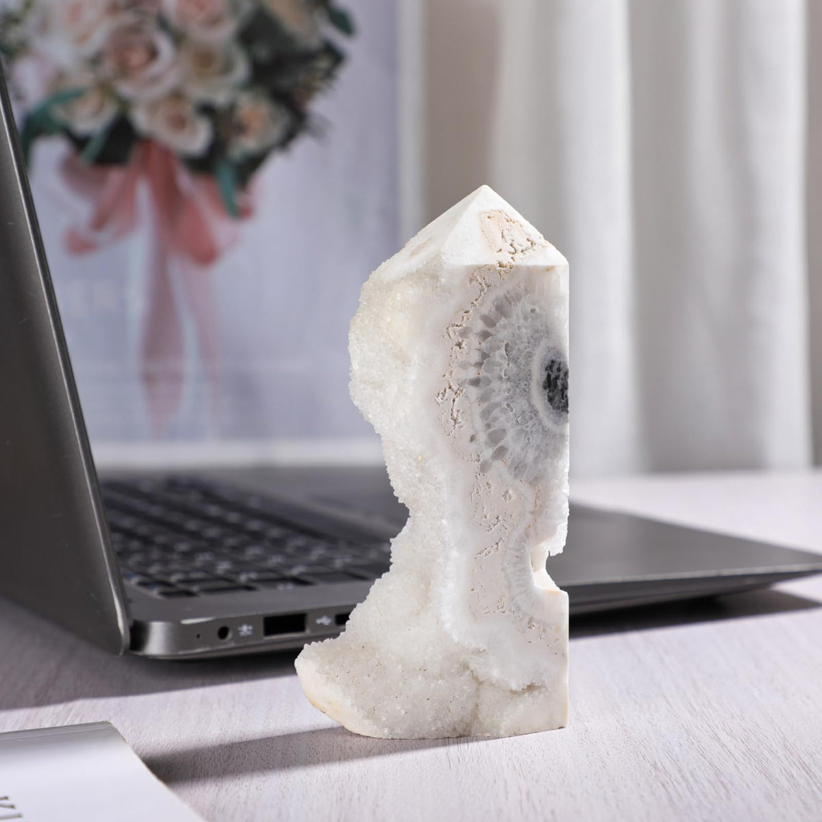 moonsix Natural Rock Crystal Quartz Obelisk Tower, Irregular Raw Crystal Wands Geode Stone for Meditation Home Decor, 301-400g