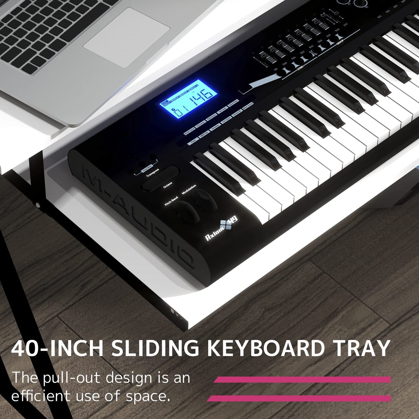 Acme Suitor Wooden Top Music Recording Studio Desk in White and Black
