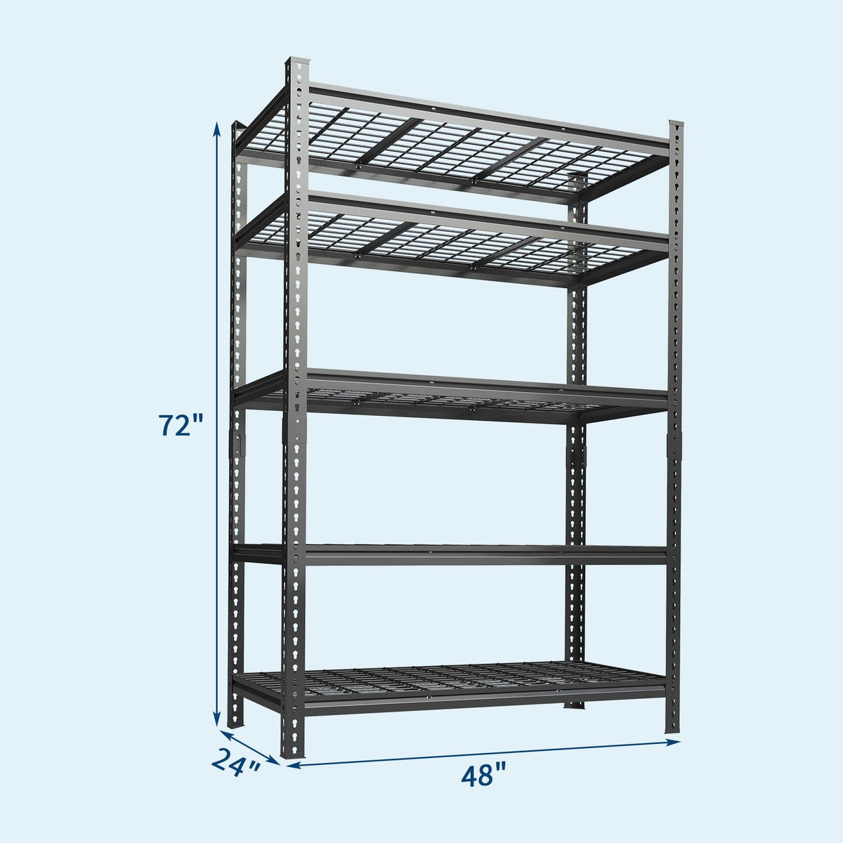 2 Pack Adjustable Garage Storage Rack, 2200 LBS Heavy Duty Garage Shelving, 5 Tier Metal Utility Shelf, Industrial Shelving for Garages, Kitchen, Pantry, Warehouse, Basement, 36" w × 16" d × 72" h