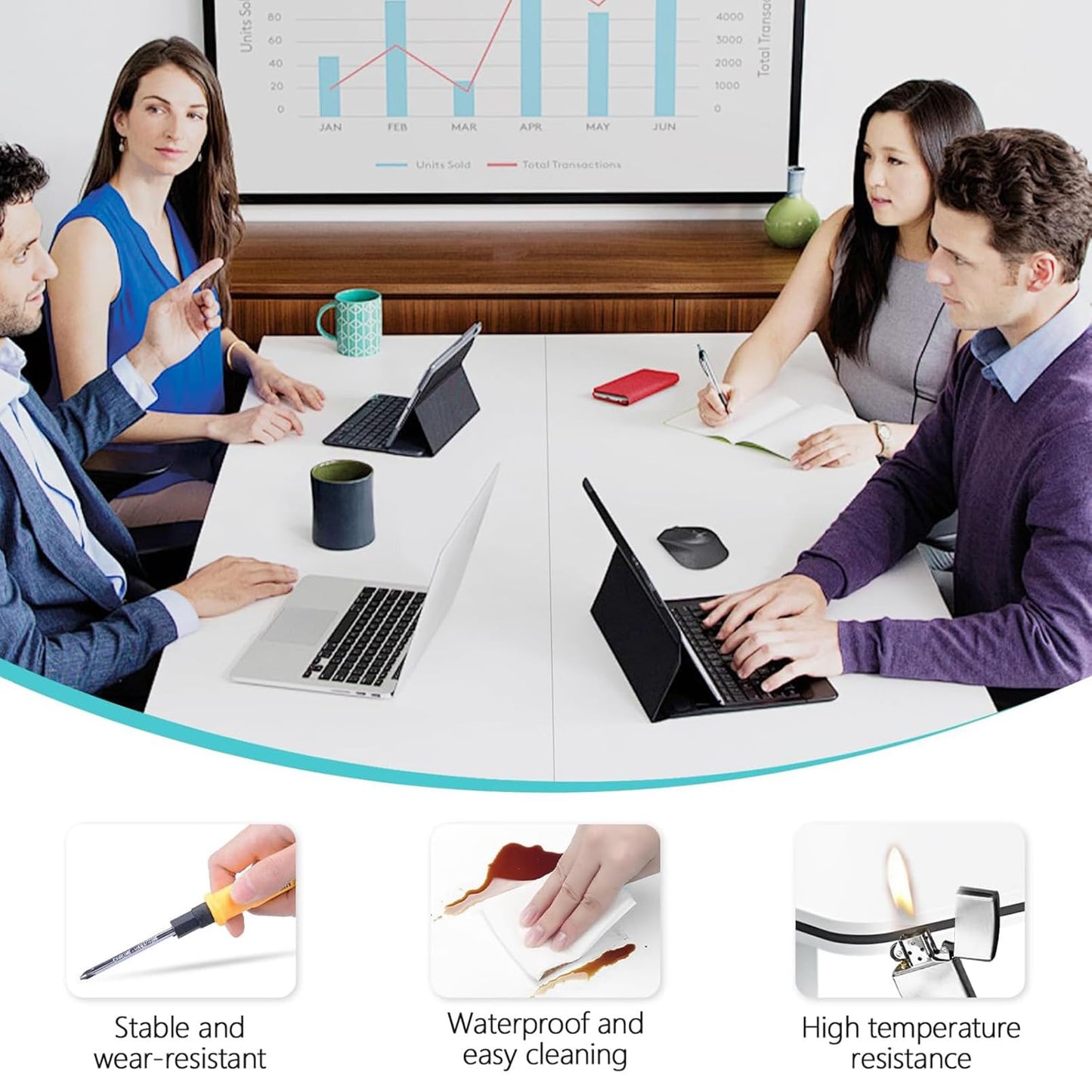 Conference Room Table, Foldable Curved Meeting Table with Storage Rack and Baffle, Business Training Table for Office Dining Room Reception Room