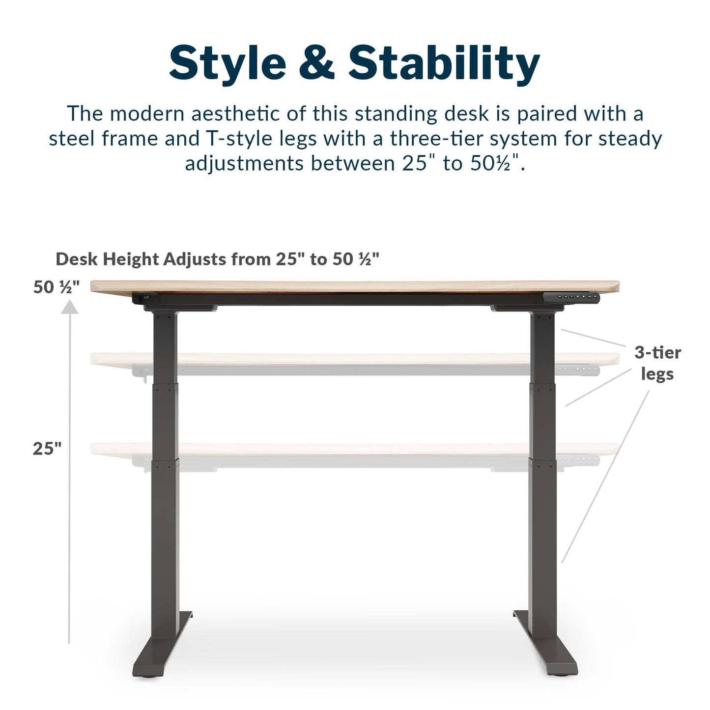 Vari Ergo 54x26 Electric Standing Desk – Height Adjustable Sit Stand VariDesk + Curved Waterfall Edge, 4 Memory Settings, Quick Assembly, Cable Management, 200 lb Capacity – Light Wood (2 Boxes)