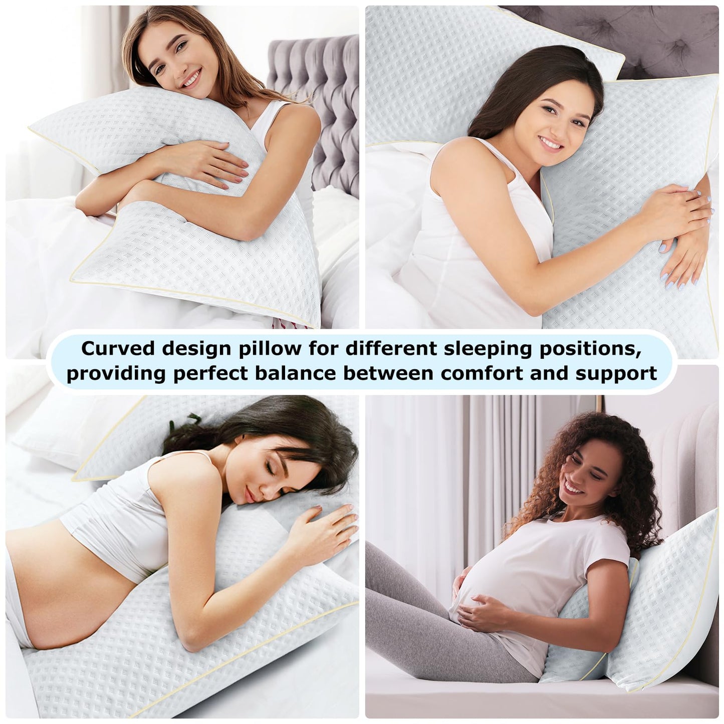 Sofslee Pillow King Size for Neck and Shoulder Pain, Adjustable Firmness Memory Foam King Pillows for Side Sleeper, Cooling Curved Bed Pillow for Sleeping with Washable Cover