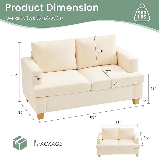 YOUDENOVA Sofa, 3 Piece Set Comfy Sofa, 2 Loveseat & 3 Seater Couch