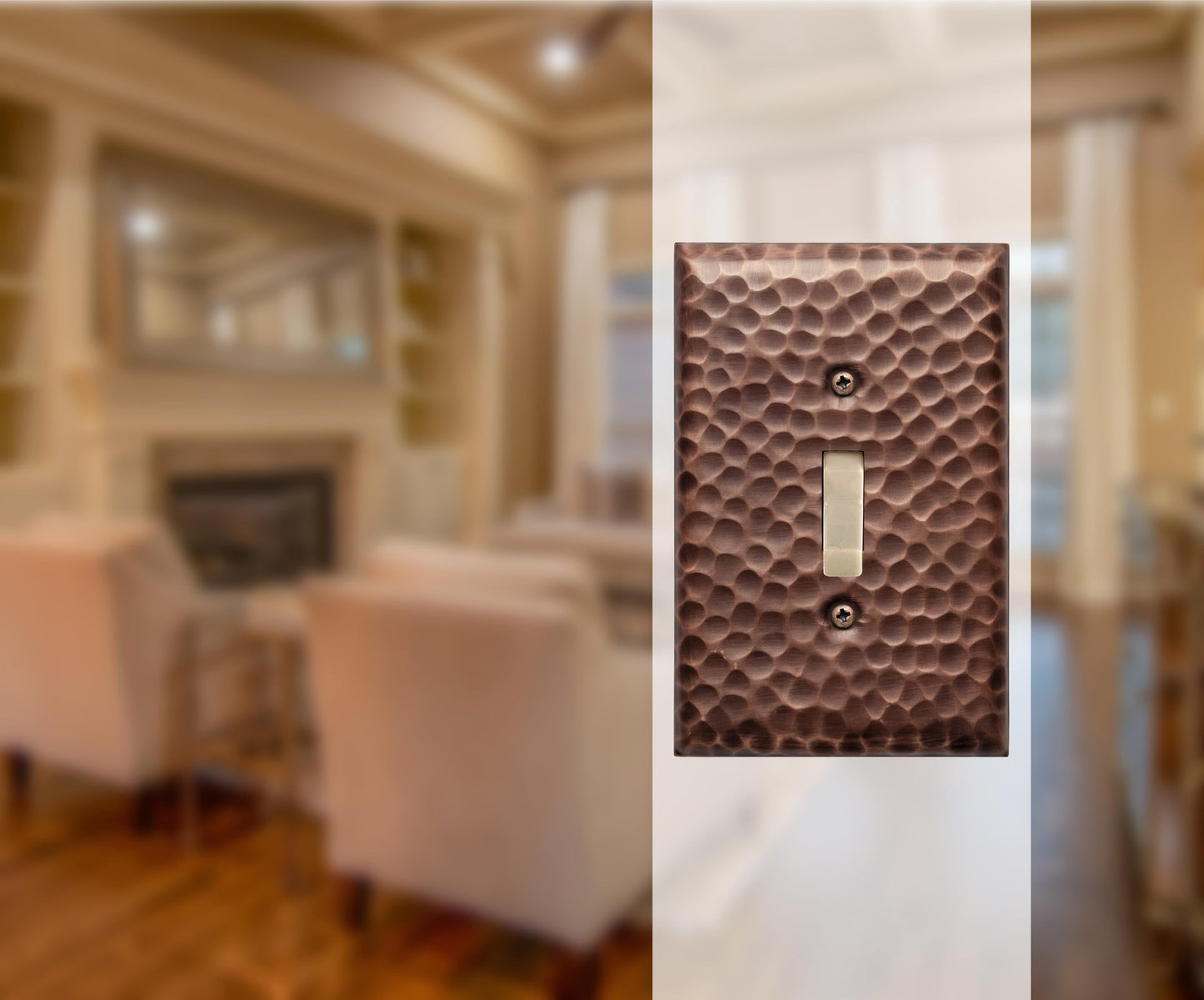 Monarch Abode Single Toggle Light Switch Cover Plate – 1-Gang Antique Copper Outlet Covers, Hand Hammered Decorative Outlet Cover Wall Plates, Light Switch Plate Covers for Electric Outlets, Pack of 3