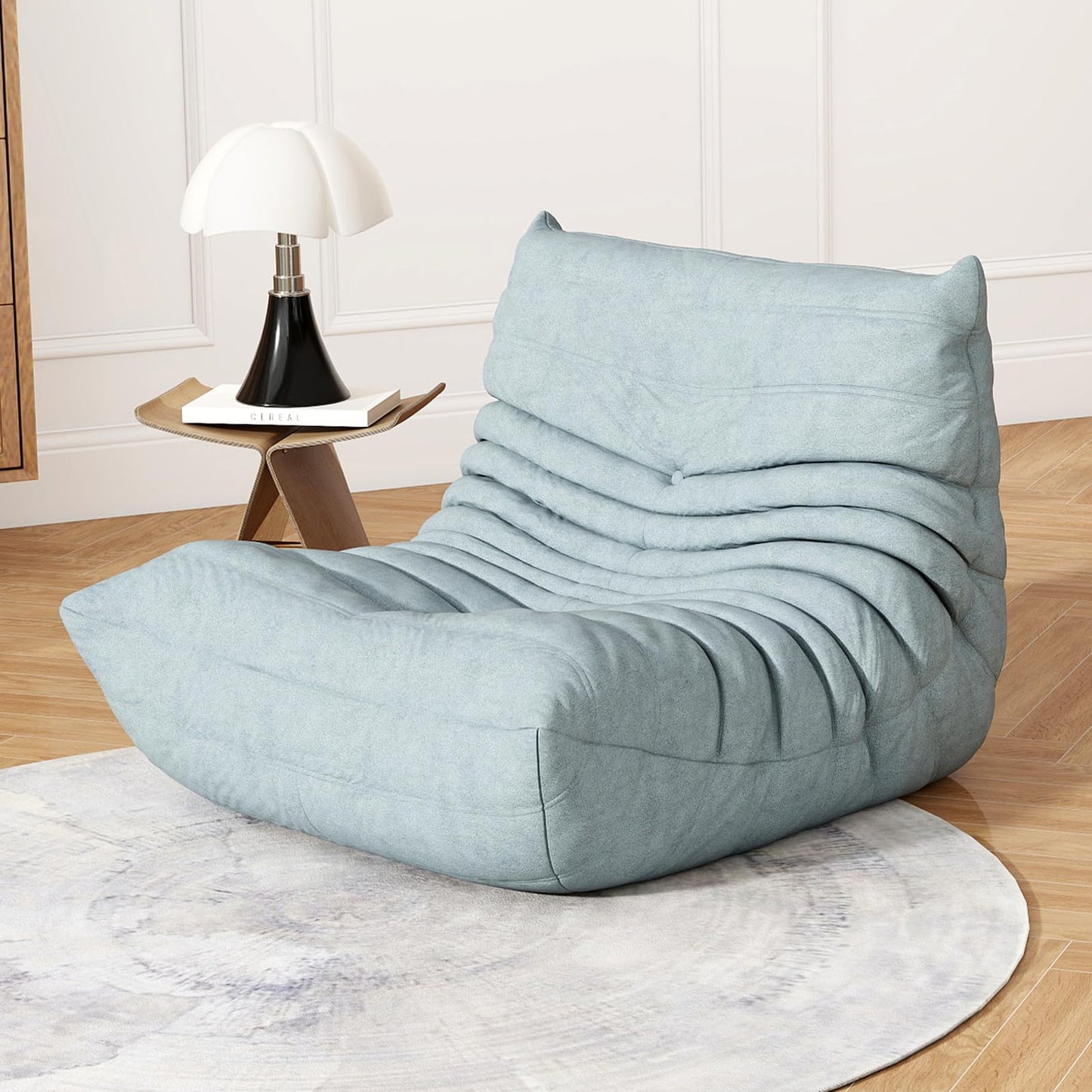 Bean Bag Chair for Adults, Bean Bag Sofa - Adult Size with Soft Waterproof Fabric for Living Room, Apartments, Reading Corner, Gaming, and Movie Venue (Mist Blue)