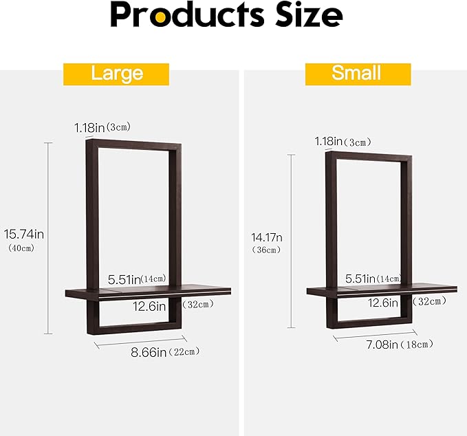 PHOENANCEE Square Floating Shelves, Wall Plants Holder, Bathroom Wall Decor