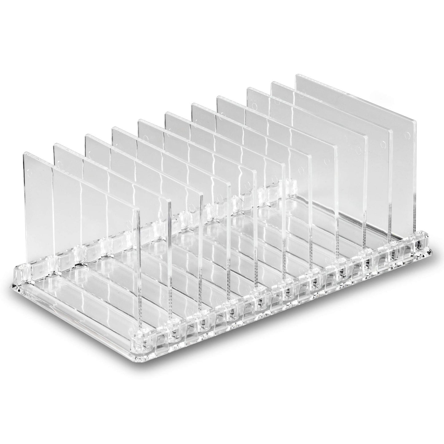 byAlegory Acrylic Makeup Eyeshadow Palette Organizer W/ Removable Dividers | 10 Space Vanity Desk Storage Fits All Palette Sizes - Clear