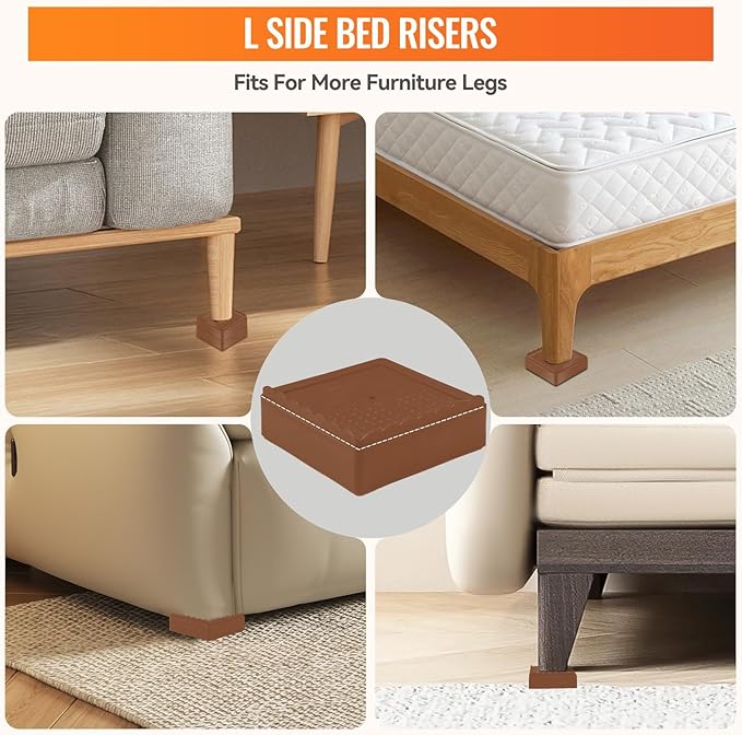 Furniture Risers, 4 Pack Bed Risers