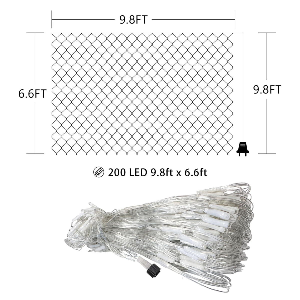 HeKation Christmas Net Lights Outdoor, 200 Led Christmas Bush Lights with 8 Modes, 6.6ft x 9.8ft, Timer, Connectable, Waterproof