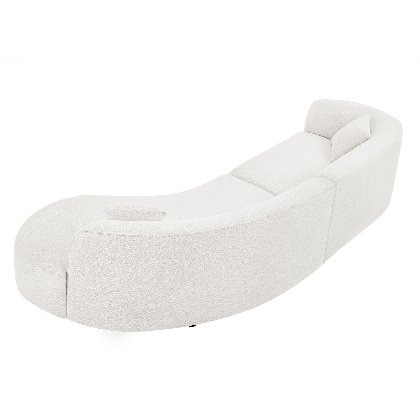 BBTJOINT Curved Sectional Chaise Sofa,Modern Minimalist Style, White Sherpa Fabric Upholstery,127'' Deep Seat Loveseat, Living Room Couch with Throw Pillows (Right Chaise Facing)