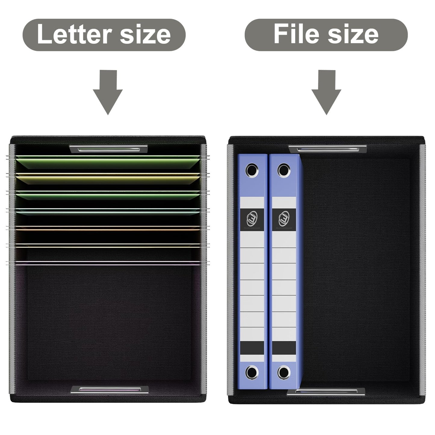 Huolewa Faux Leather File Organizer Box with Lid, Collapsible Hanging File Folder Box Organizer with Plastic Slides, Decorative Home/Office Filing System Boxes for File and Folders Storage