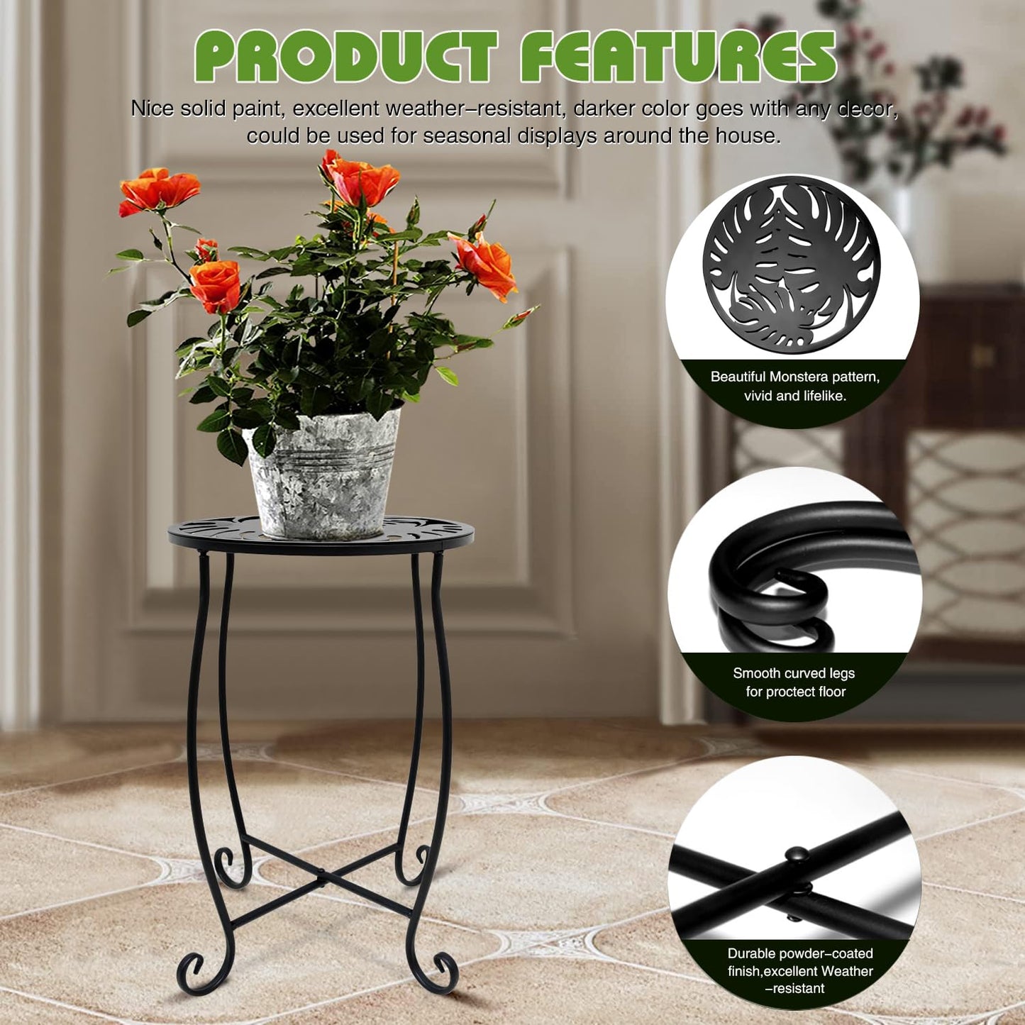 Fashion&cool Side Tables for Small Space, Metal Outdoor Indoor Round Side Table, Small End Table Pool Chair Side Table for Patio Yard Porch Balcony Garden Bedside Plant Stand