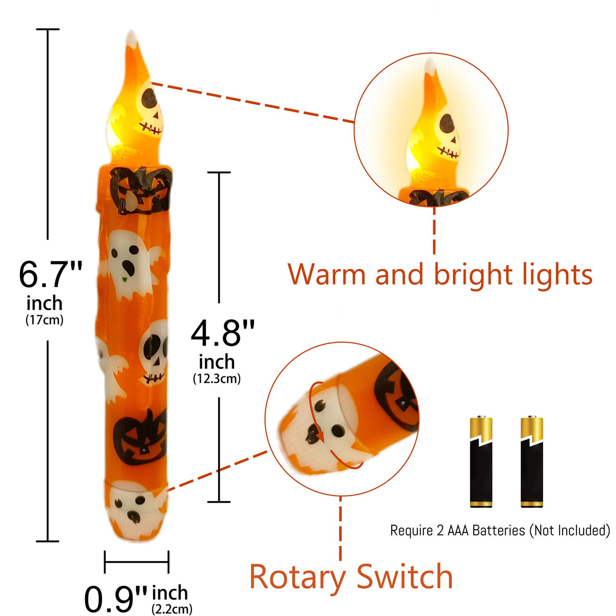 Gedengni Halloween Candlesticks Flameless Taper Candle, 4pcs Printed LED Tapered Candles Remote Dipped Candle 6inch Battery Chandelier for Enchanting Weddings and Harry Potter Inspired Vigils(Hall)