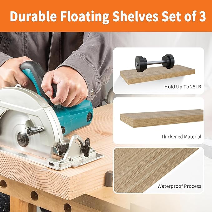 Upassion Floating Shelves for Wall Set of 3, Frame Display Floating Shelf for