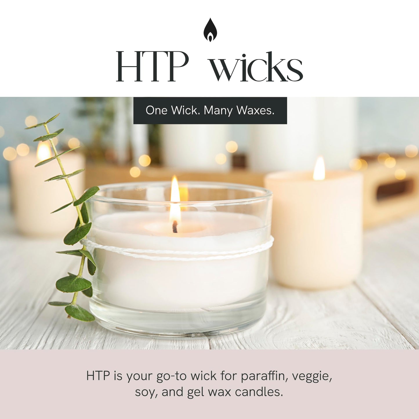 EAP Innovations HTP-83 Candle Making Wicks, Pre-Tabbed, Rigid, Self-Trimming Wicks for Candlemaking, Works with Paraffin, Gel & Vegetable Wax, 6" Length, Pack of 100