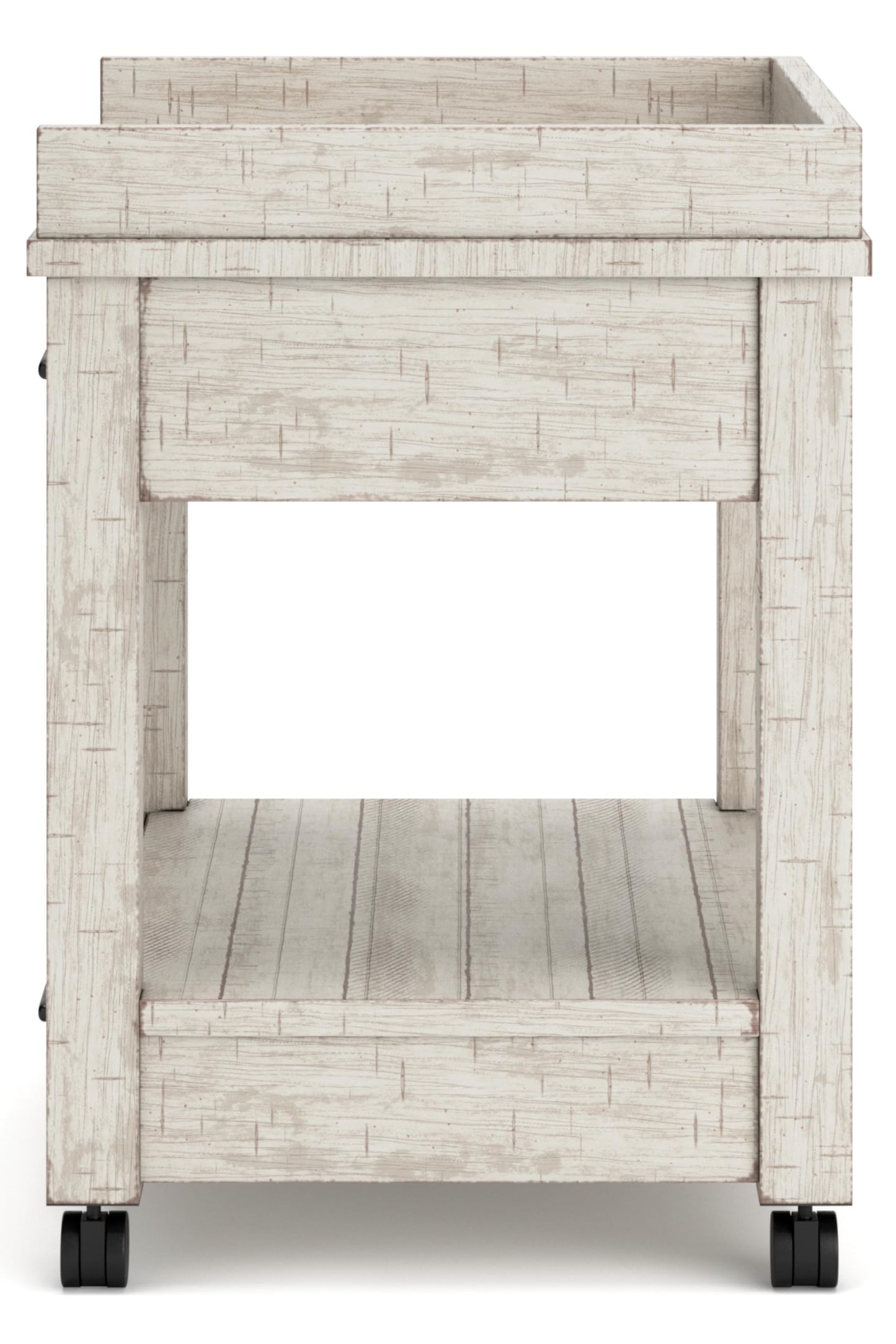 Signature Design by Ashley Carynhurst Rustic Farmhouse Printer Stand with Casters, Whitewash