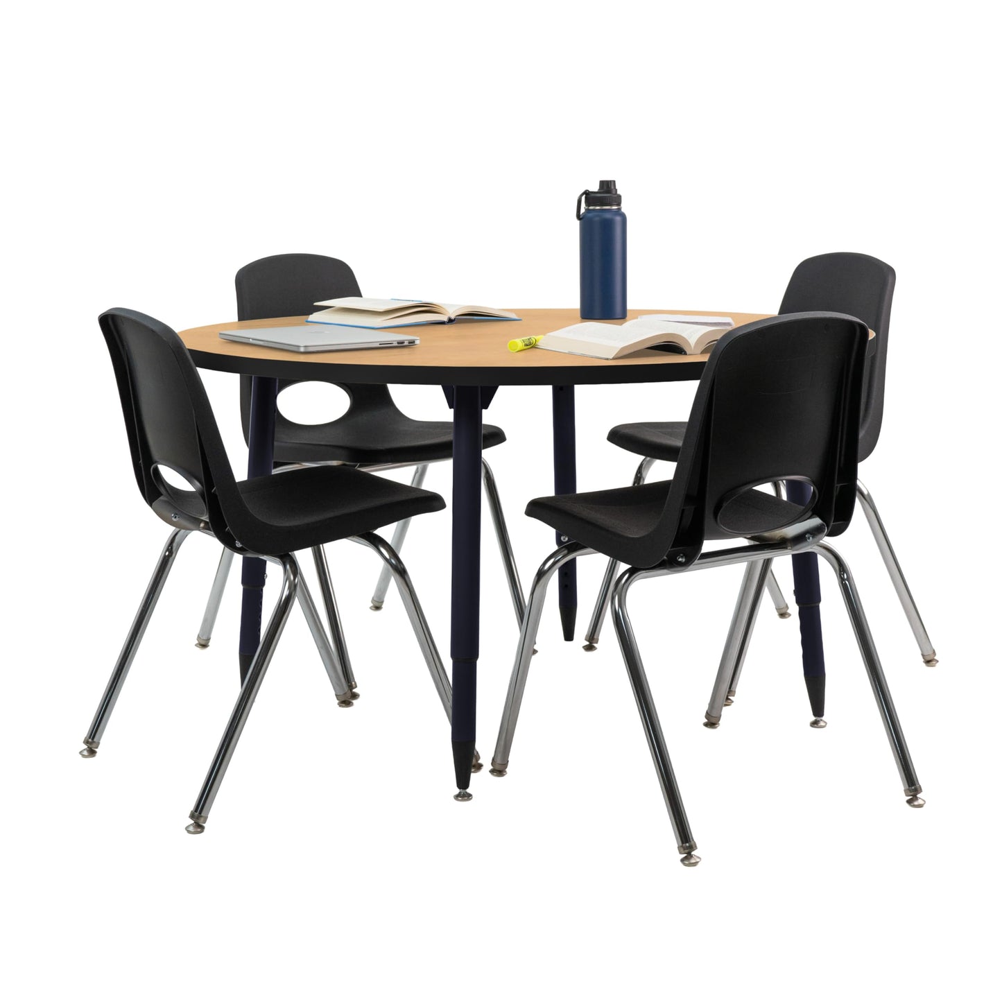 Adapte Commercial Classroom Activity Table - 48" Round, ADA Compliant Tapered Legs with Glides & Casters, Adjustable Height 22-34" Wheelchair Accessible, School & Office Furniture