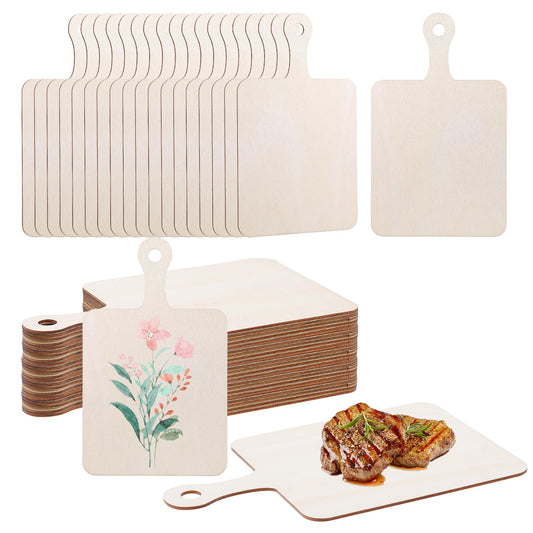 36 Pcs 9" x 5.5" Unfinished Wooden Cutting Boards with Handles, Mini Charcuterie Boards for DIY Crafts, Kitchen Serving, Christmas Thanksgiving Decor