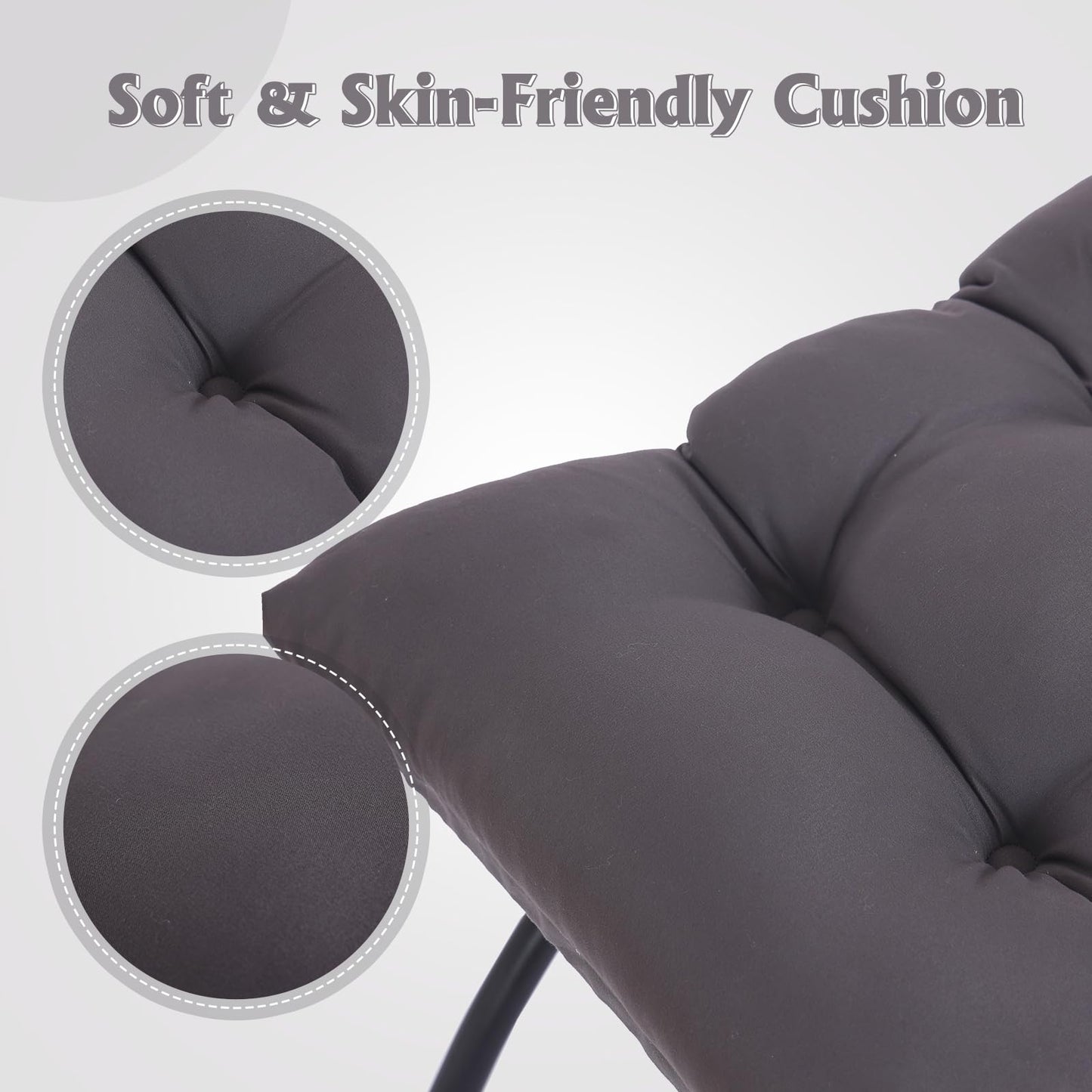 Welnow Folding Foot Stool, Upholstered Small Accent Ottoman with Detachable Thick Cotton Cushion Padded Sofa Stool and Metal Frame for Lazy Chair, Living Room, Bedroom, Dark Grey