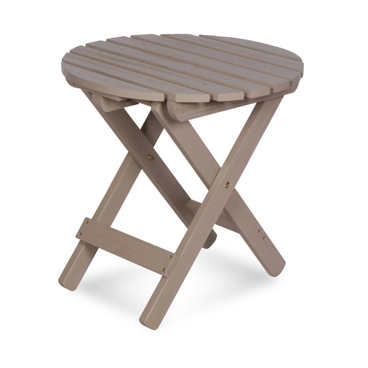 Shine Company Round Wooden Folding Solid Wood Side Table, Outdoor Adirondack Small Patio Table, Graystone
