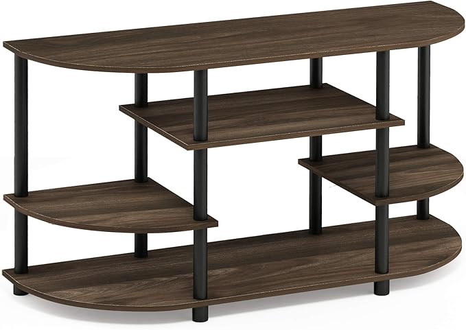 Furinno JAYA Simple Design Corner TV Stand, Columbia Walnut/Black