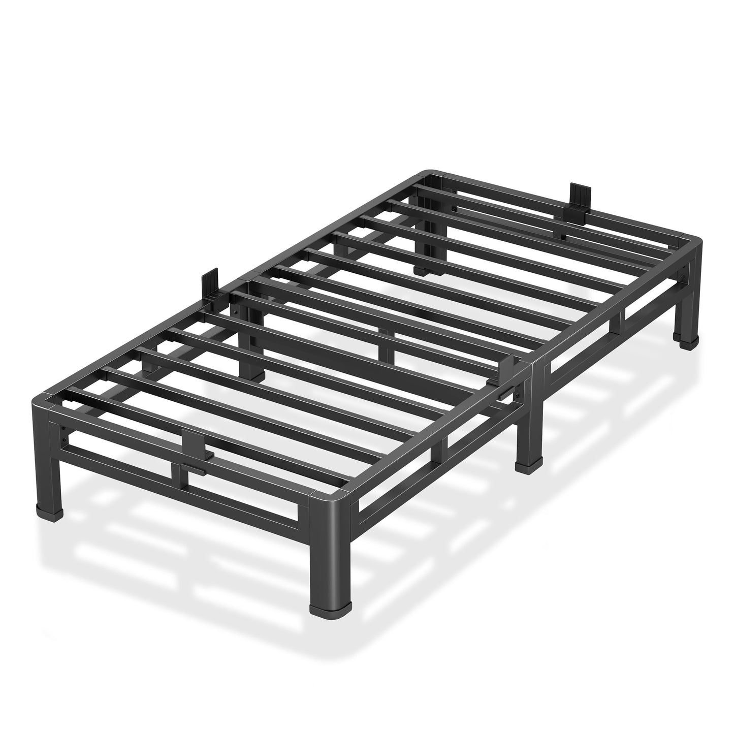 NKZ 7 Inch Twin Size Bed Frame, Metal Bed Frame & Box Spring 2 in 1 Platform with Round Corner Legs, 4000Lbs Heavy Duty Low-Profile Frame, Mattress Slide Stopper, Noise-Free, Easy Assembly