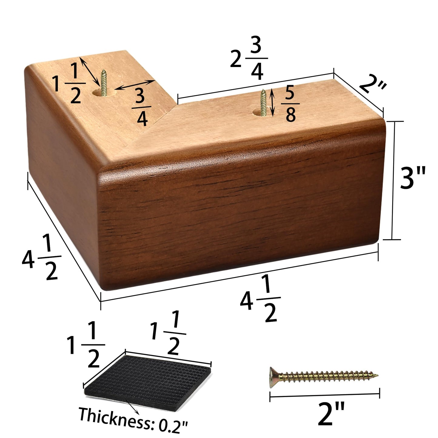 AORYVIC Solid Wood Legs for Furniture, L-Shaped Bed Risers, 3 inch Furniture Legs for Sofa Couch Dresser Cabinet Table, Couch Sofa Feet, Furniture Risers, Bed Lifters 4 Pack