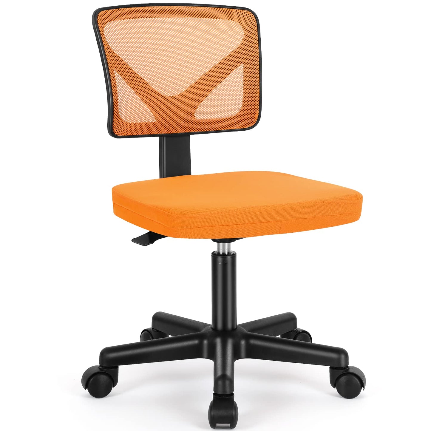Sweetcrispy Small Office Chair, Ergonomic Low-Back Mesh Rolling Work Swivel Chairs with Wheels, Armless Comfortable Seat Lumbar Support for Home, Bedroom, Study, Student, Adults,Classic Orange