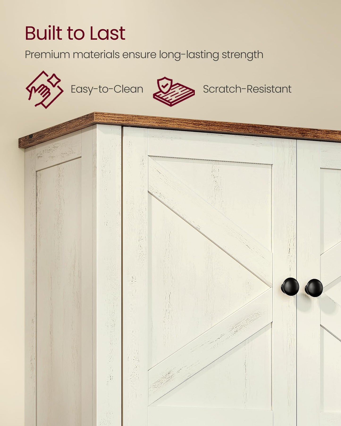 VASAGLE LIRY Collection - Bathroom Wall Cabinet, Farmhouse Wall-Mounted Medicine Storage Cabinet with 2 Barn Doors, Adjustable Shelf, Towel Bar, 7.9 x 18.1 x 24 Inches, Rustic White UBBK132W01S