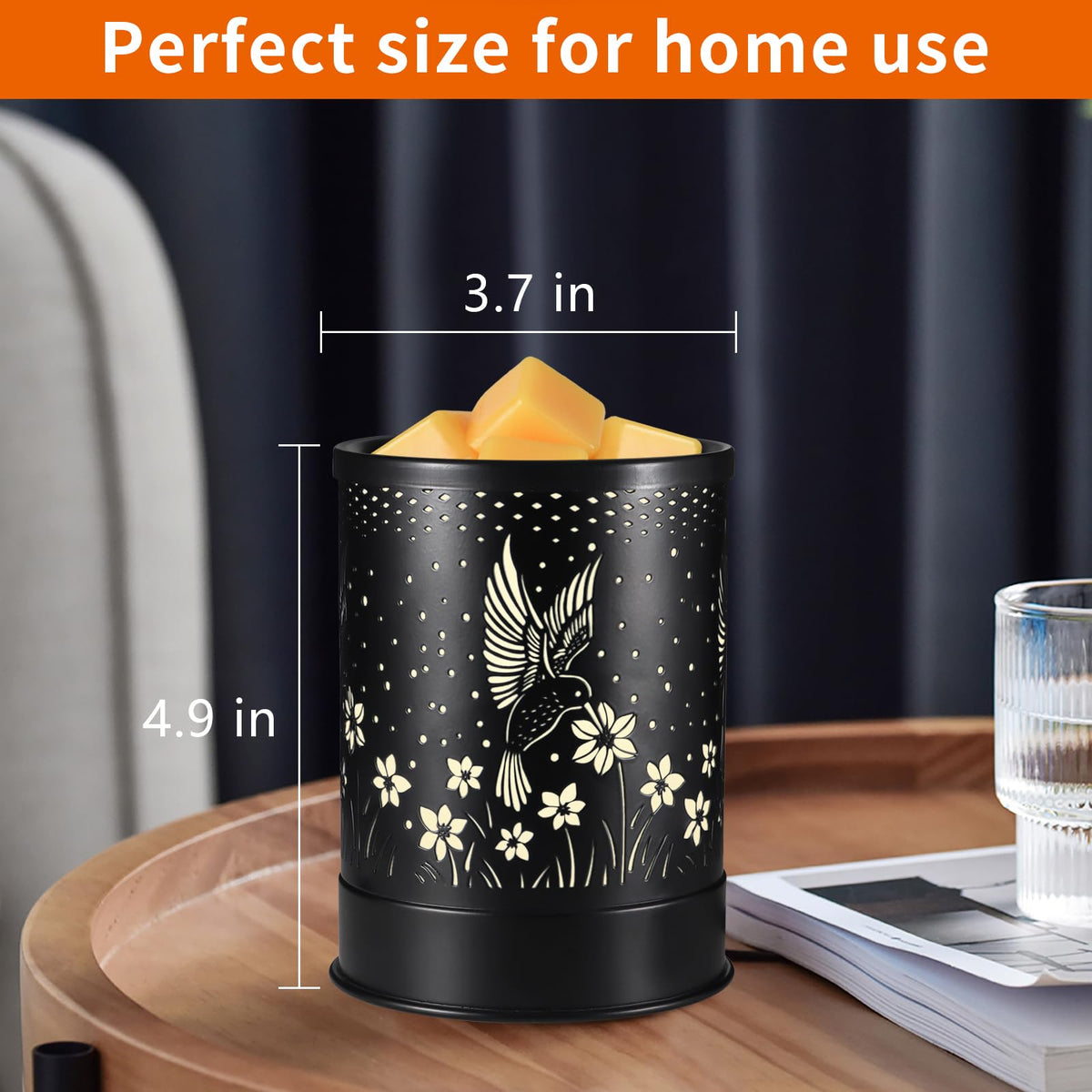 nawaza Hummingbird Metal Wax Melts Warmer, 2-in-1 Electric Fragrance Candle Wax Melter and Wax Cubes Aromatherapy Essential Oil Burner with LED Light for Home Office Room Bedroom and Home Décor