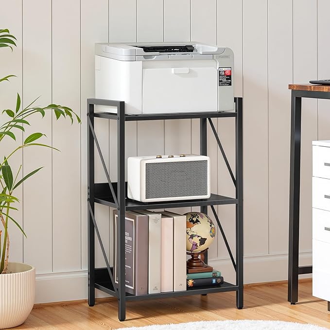 HOOBRO Bookshelf, 3-Tier Industrial Bookcase, Book Shelf Storage Organizer