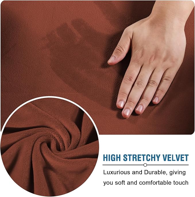 H.VERSAILTEX Modern Velvet Plush 4 Piece High Stretch Sofa Slipcover Cover