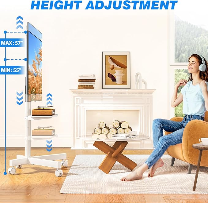 Rfiver Mobile TV Stand for 23-65 Inch LCD LED Flat/Curved Panel Screen TVs up