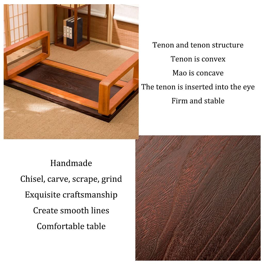 GLDGJMZ Bay Window Kung Fu Coffee Table Zen Tea Table for Living Room Japanese Style Retro Low Meditation Table (60x40x30cm) Ideal for Relaxation and Aesthetic Decor