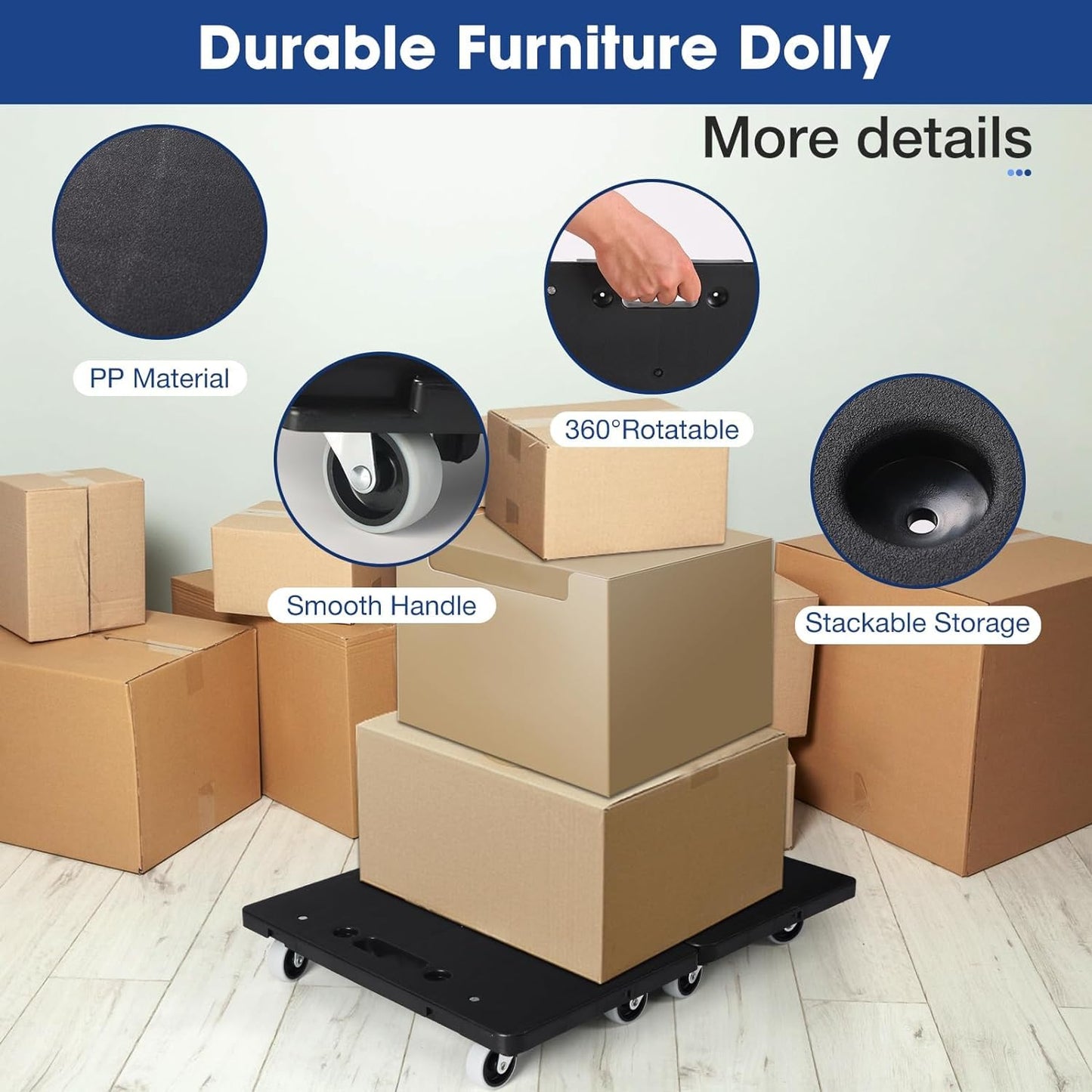 Heavy Duty Furniture Movers with Wheels 2 Pack, Portable Small Flat Moving Dollies for Heavy Furniture, Sofa Appliance Cabinet Movers, 440 lbs Capacity