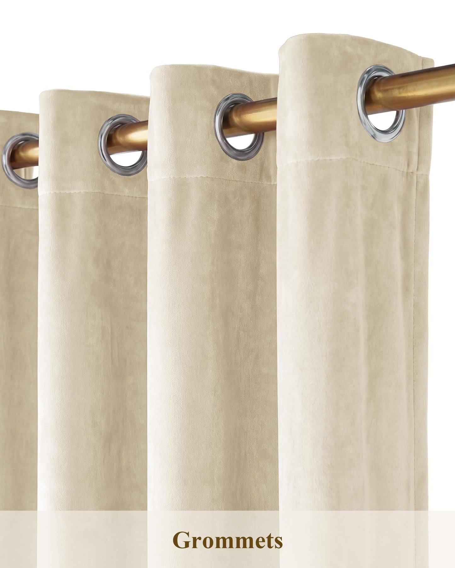 StangH Beige Velvet Curtains Rustic Decor for Living Room, Solid Plush Window Covering Panels Light Dimming for Bedroom Tall Curtains & Drapes Energy Efficient for Villa, W52 x L108, 2 Panels