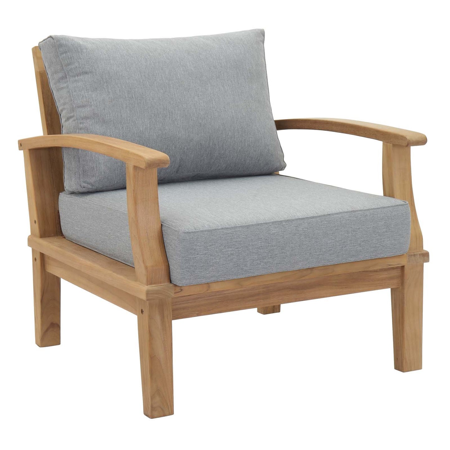 Modway EEI-1487-NAT-GRY-SET Marina Premium Grade A Teak Wood 3-Piece Outdoor Patio Furniture Set, Natural Gray
