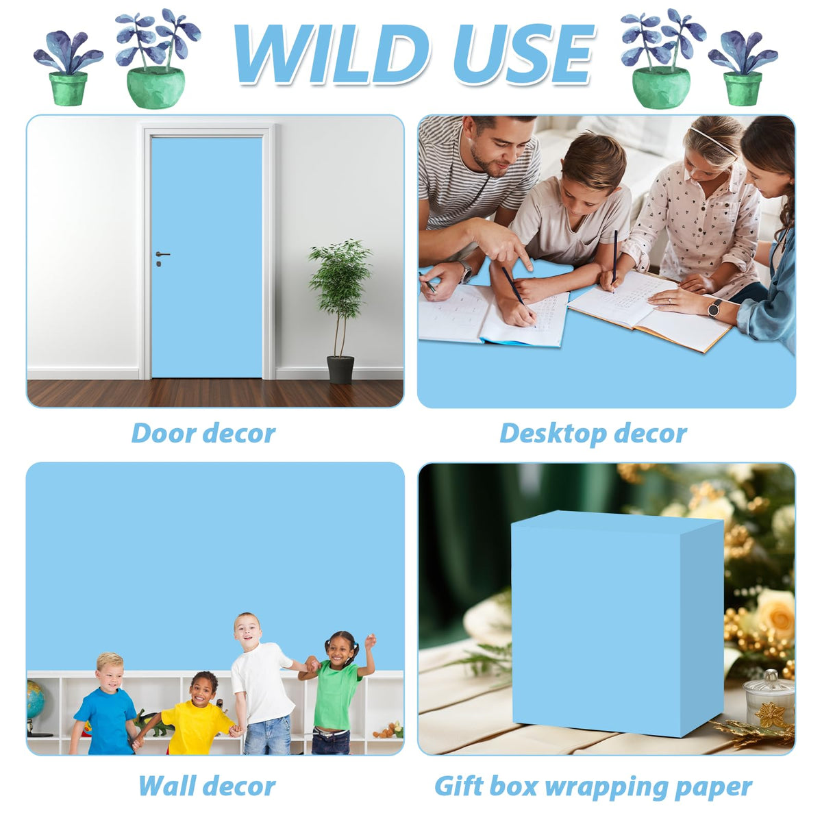 Sky Blue Bulletin Board Paper Roll Light Blue Bulletin Board Background Paper Back to School Classroom Decoration Poster for Art Craft DIY Projects Home Office Classroom Party Supplies 17.7in x 20ft