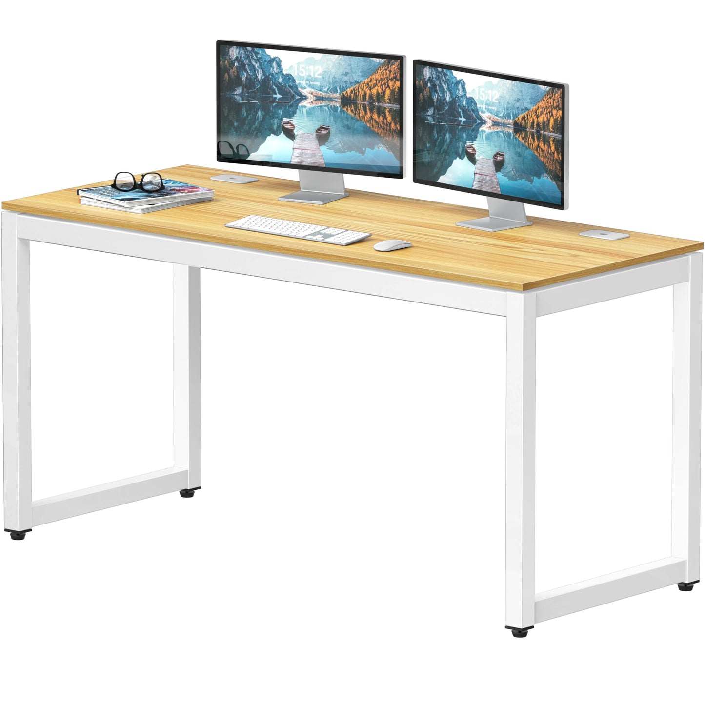 SHW 55-Inch Commercial-Grade Office Computer Desk, Oak