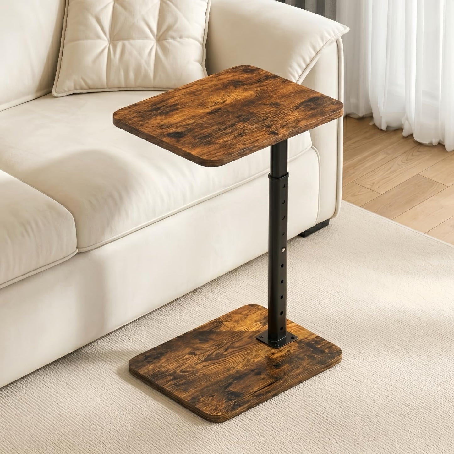 Ginyoyo C-Shaped TV Tray Table, Height Adjustable Side Table, End Tables for Living Room, Snack Table for Sofa, Bed, Couch, Bathroom, End Side Table for Eating, Dinner, Laptop, Small Spaces